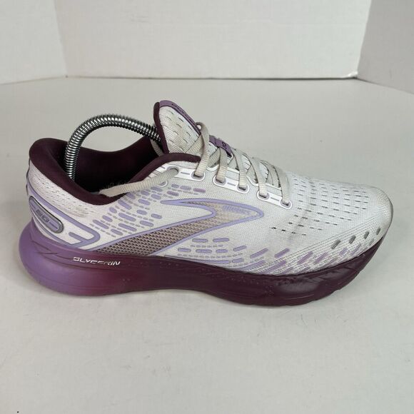 Brooks Shoes - Brooks Glycerin 20 Womens 11B US 1203691B168 White Purple Running Shoes Sneakers